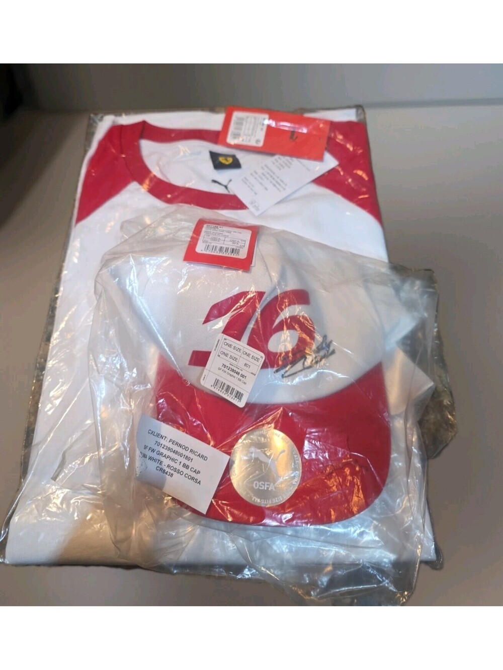 RARE NWT Puma Scuderia Ferrari Charles Leclerc #16 Promo Set Shirt Hat Bundle L